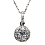 0.55 Cts. 14K White Gold Diamond Miracle Pendant With Halo